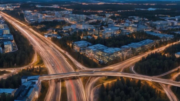 Uitzicht op de weg in de stad Espoo Finland
