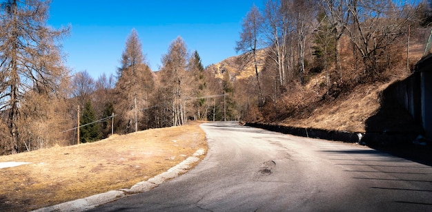 Uitzicht op een bochtige bergweg