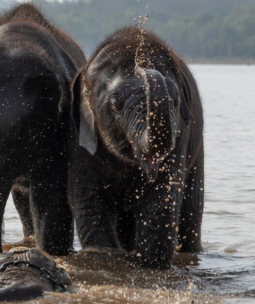 Foto uitzicht op een olifant in het water