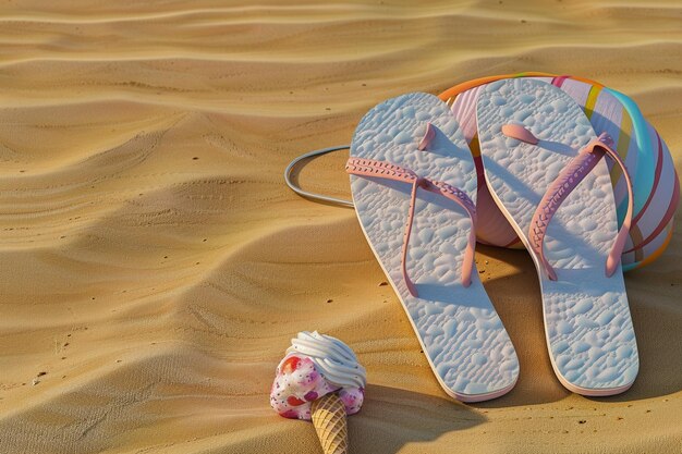 uitzicht op flip-flops met zomer essenties