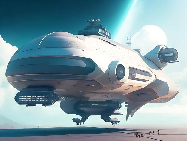 Foto uitzicht op futuristisch uitziend ruimteschip generatief door ai