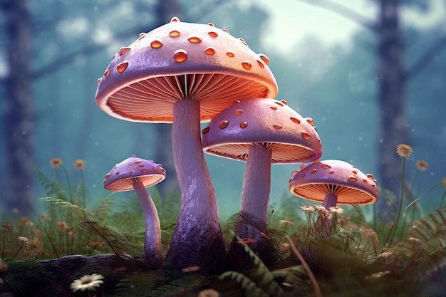 Uitzicht op grafische paddenstoelen