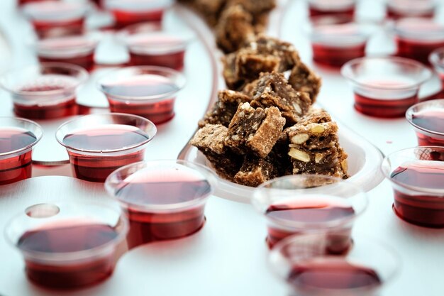 Uitzicht op het dessert op tafel