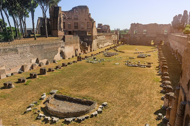 Uitzicht op het domus augusta stadion Palatijnse heuvel Oud-Rome