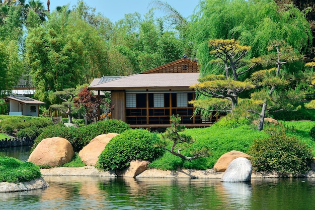 Uitzicht op het japanse tuinpark in los angeles