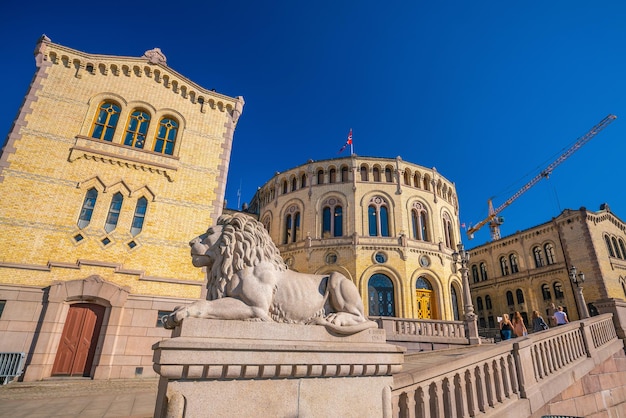 Uitzicht op het Noorse parlement in Oslo, Europa