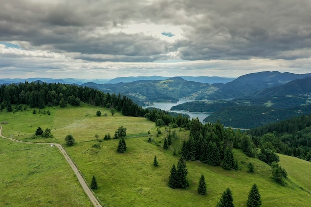 Uitzicht op het Zaovine-meer van de Tara-berg in Servië