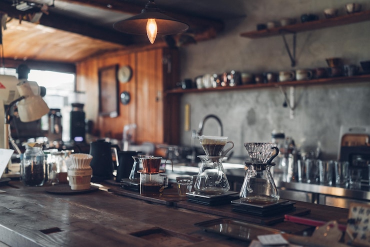 Foto uitzicht op koffie in een café