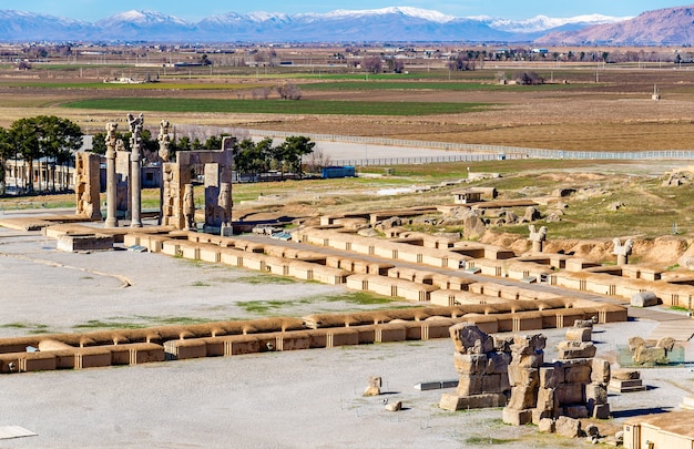 Uitzicht op persepolis vanaf het graf van artaxerxes iii - iran