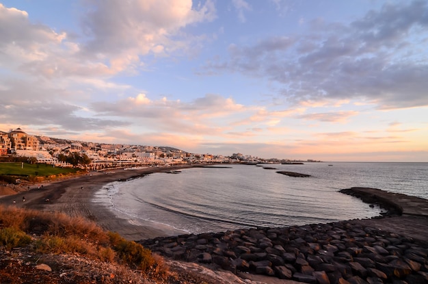 Uitzicht op Playa de Fanabe Adeje Tenerife, Canarische Eilanden, Spanje