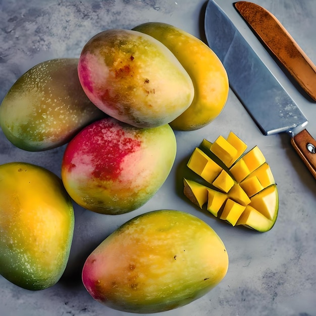 Uitzicht op rijpe mango's