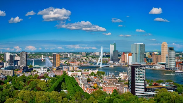 Uitzicht op Rotterdam en de Erasmusbrug