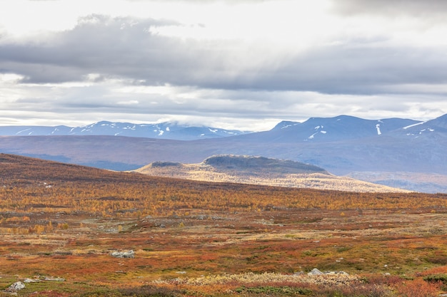 Uitzicht op Sarek National Park in de herfst, Zweden