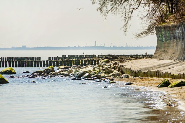 Uitzicht op schepen en zee in Gdynia