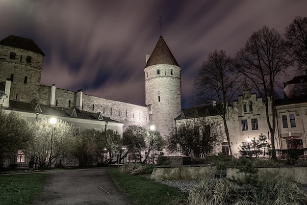 Uitzicht op Tallinn 's nachts