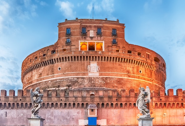 Uitzicht over Castel Sant'Angelo in Rome, Italië. Aka Mausoleum van Hadrianus, het gebouw werd in de middeleeuwen gebruikt als fort en kasteel door de pausen