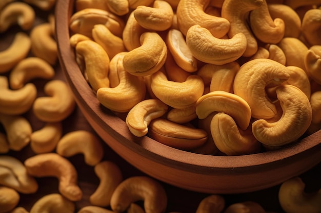 Uitzicht van bovenaf van dichtbij op veel cashews