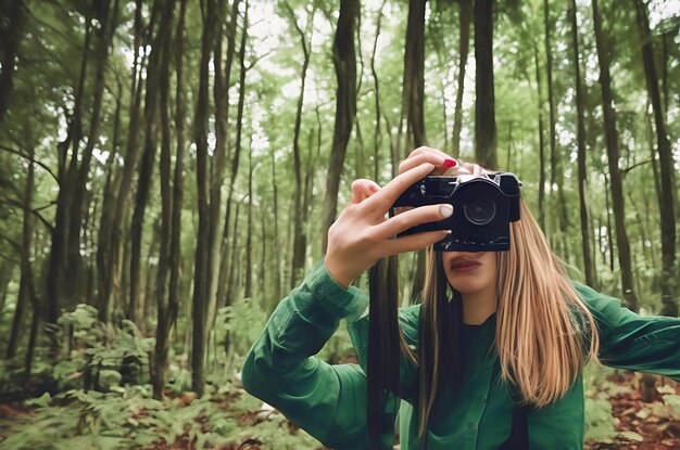 Uitzicht van een fotograaf met camera's in de bomen HD kwaliteit foto