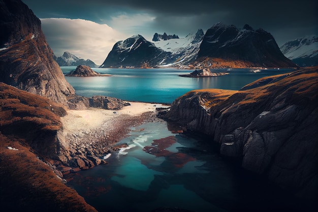 Uitzicht vanaf de Lofoten-eilanden in Noorwegen