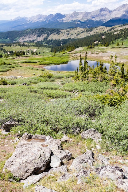 Uitzicht vanaf de top van Cottonwood Pass, Colorado.