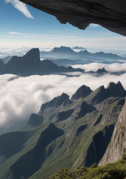 Foto uitzicht vanaf de top van de berg gegenereerd door ai