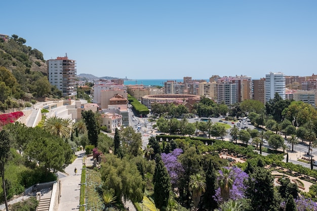 Uitzicht vanaf het fort en paleis Alcazaba in Malaga