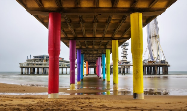 Uitzicht vanaf onder de Pier in Scheveningen bij Den Haag Nederland