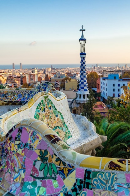 Foto uitzicht vanaf park guell in barcelona catalonië spanje