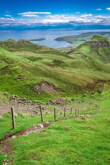 Uitzicht vanaf Quiraing in Isle of Skye, Schotland, Verenigd Koninkrijk