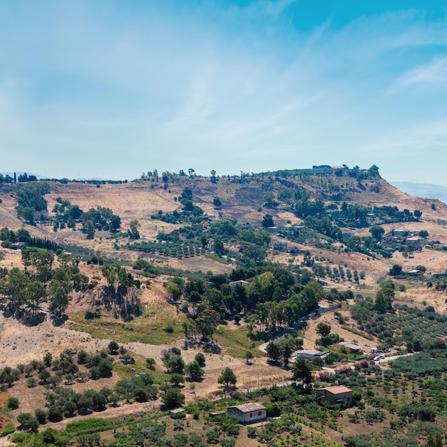 Uitzicht vanaf Vallei van Tempels Agrigento Sicilië Italië