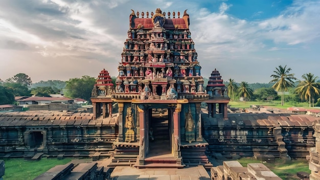 Uitzichten over de ingang van een Indiase tempel