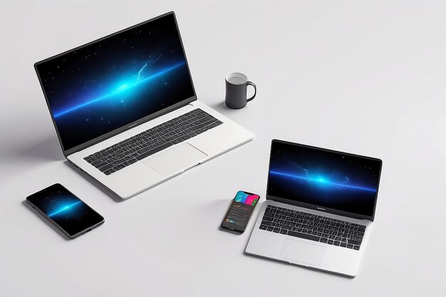 사진 uiux 프레젠테이션 현대 노트북 및 스마트폰 모
