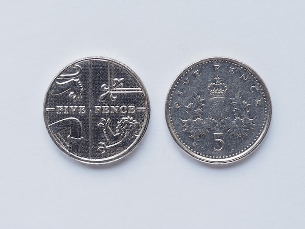 UK 5 pence coin