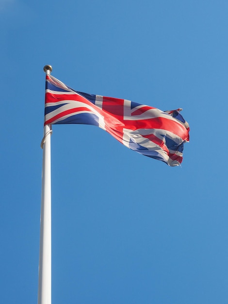 UK Flag over blue sky