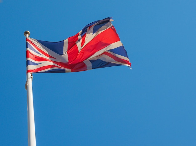 UK Flag over blue sky