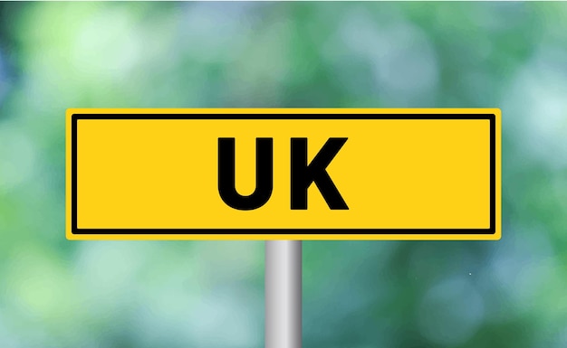 Uk road sign on blur background