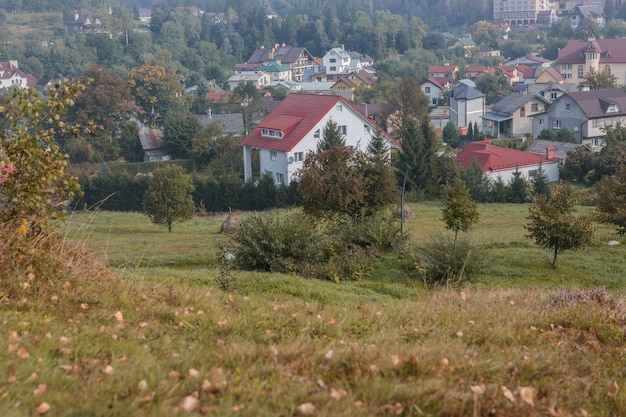 Ukraine Carpathians Skidnitsa. Morning sunny day is in mountain landscape. Carpathian, Europe. Beauty world. Large resolution.