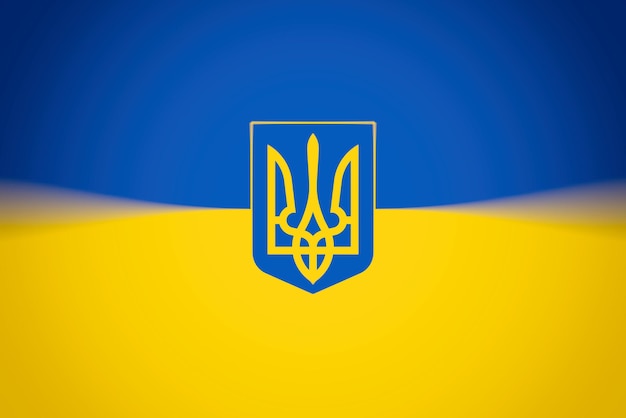 Ukraine coat of arms flag ukrainian national trident sign texture background 3d render