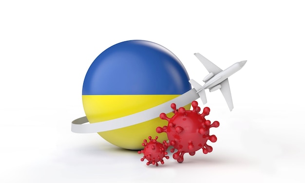 Ukraine cononavirus outbreak travel concept 3D Rendering