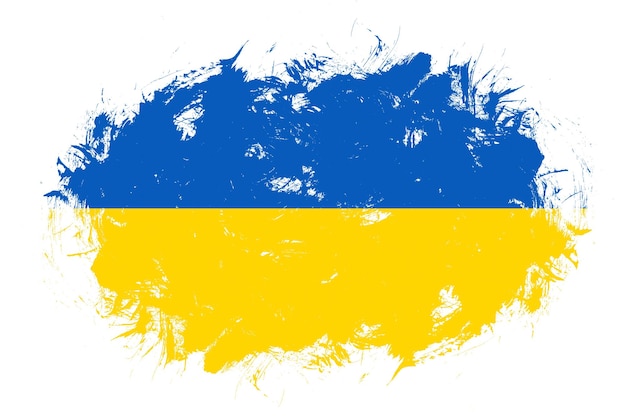 Ukraine flag on abstract stroke brush background