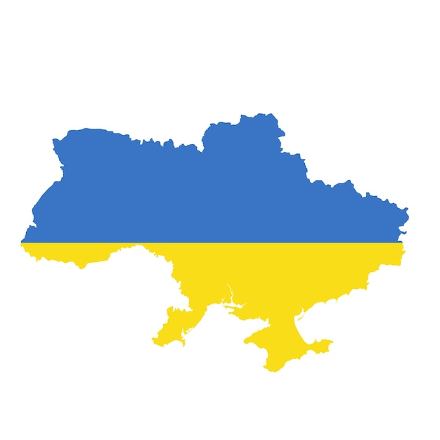 Photo ukraine flag map country outline with national flag