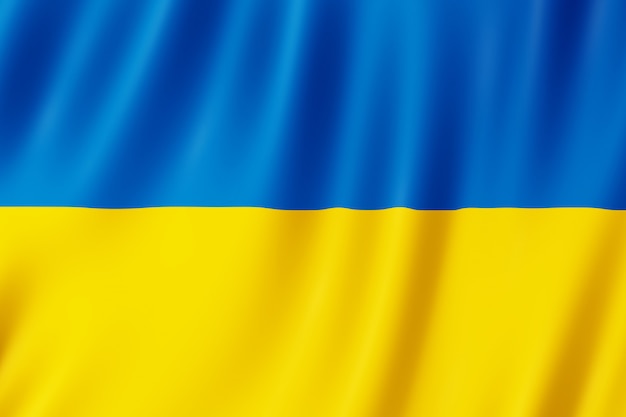 Флаг Украины развевается на ветру.