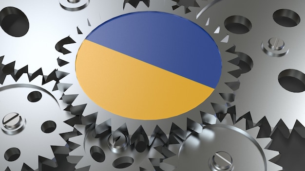 Ukraine flag with gears