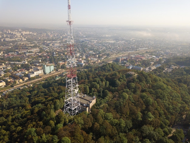 Ukraine Lviv city center old architecture drone photo bird's eye view