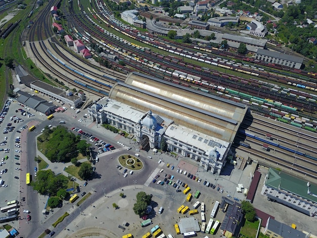 Ukraine Lviv city center old architecture drone photo bird's eye view