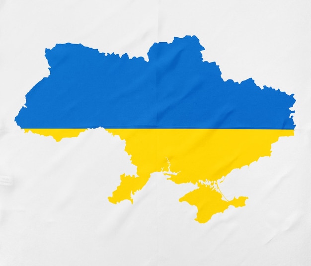 Photo ukraine map flag blue yellow realistic