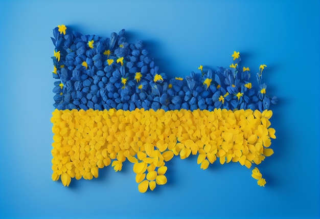 Ukraine map made with flowers Generate Ai