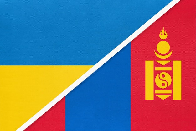 Ukraine and Mongolia symbol of country Ukrainian vs Mongolian national flags