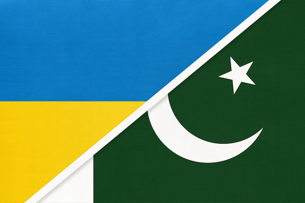 Ukraine and Pakistan symbol of country Ukrainian vs Pakistani national flags