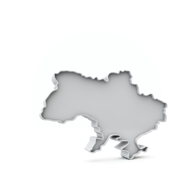 흰색 회색 d 렌더링에서 우크라이나 간단한 d 지도